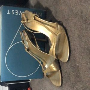 gold strapped heels